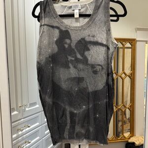 Diesel Gray & Black Sleeveless Graphic Knit Tank